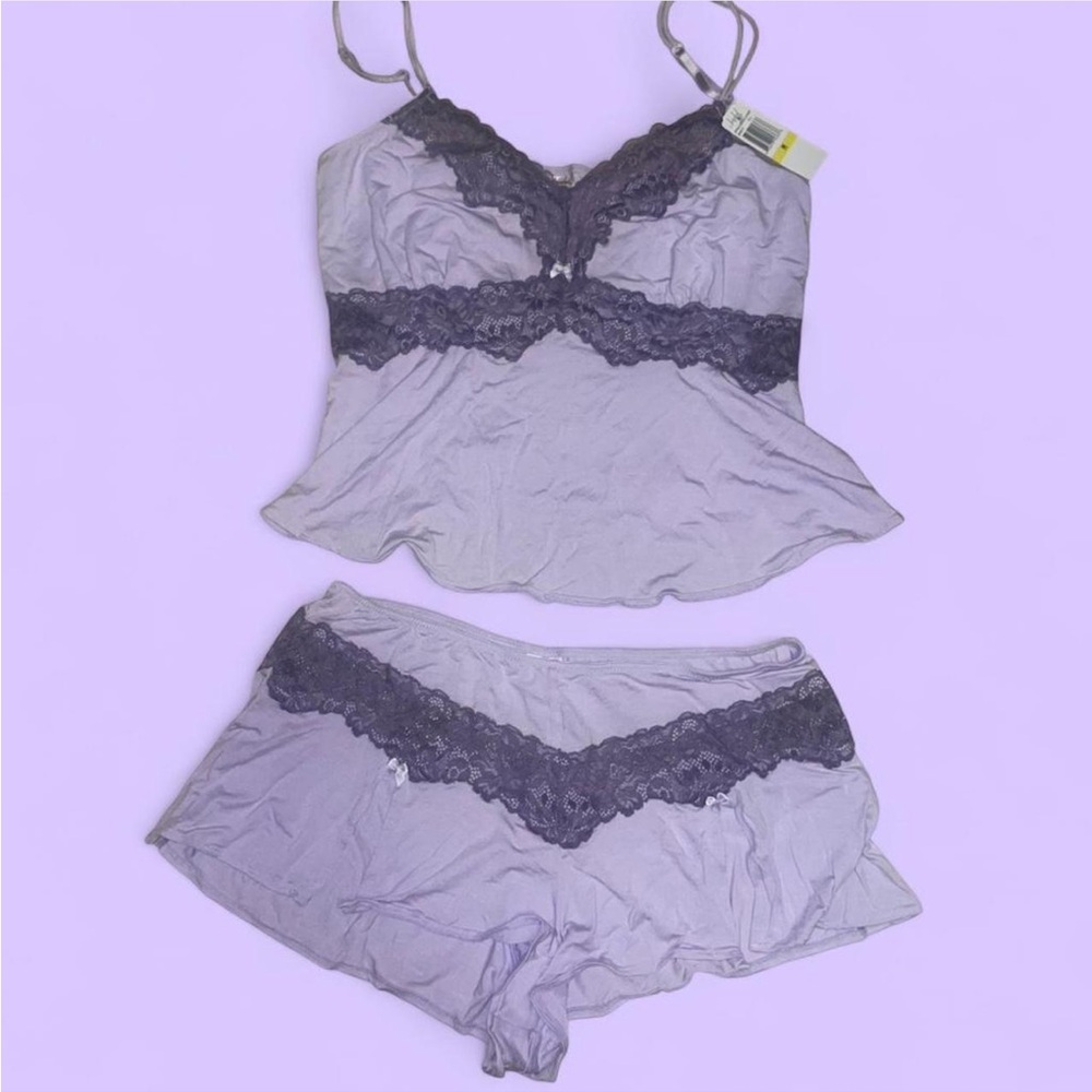 NWT Jezebel Lilac Lace Trim Chemise Set M